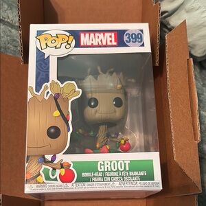 Marvel Groot Pop! Vinyl Figure 399 with Christmas lights